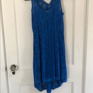Blue Lace High Low Dress